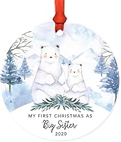 Vista 51 de Andaz Press Adorno de recuerdo de Navidad de metal redondo personalizado para la familia, My First Christmas As Gigi 2024, acuarela de osos polares