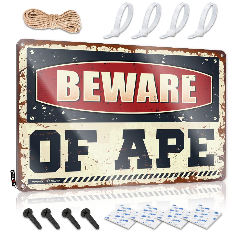 IBWNBBUSN Beer Signs Metal Vintage Beware Of Ape Tin Sign Beer Bar Metal Sign Retro Metal Signs(30X40CM)