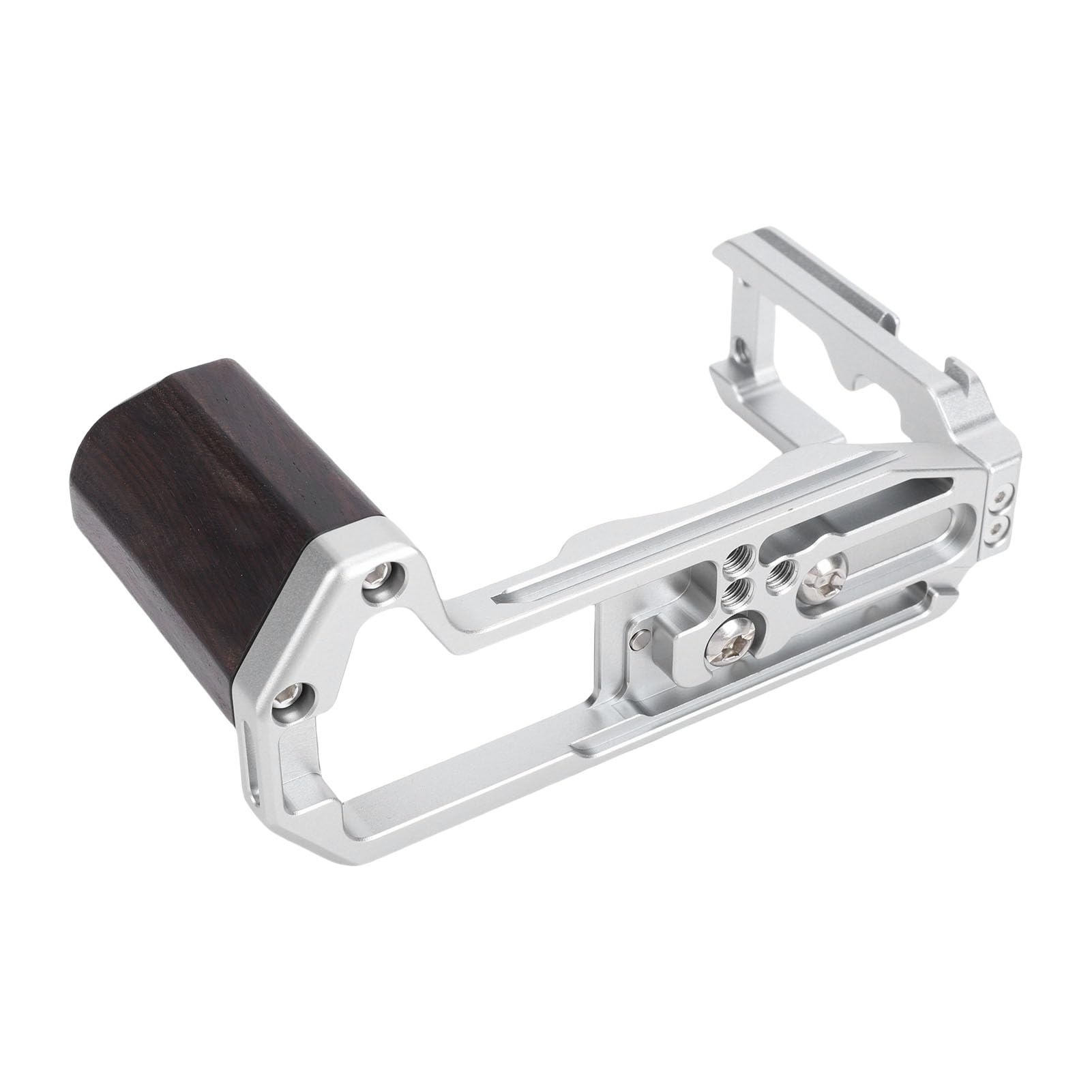 Soporte de placa en L para X-T5, diseño ergonómico ligero para vlogging y fotografía, hecho de aleación de aluminio y palisandro (plata)