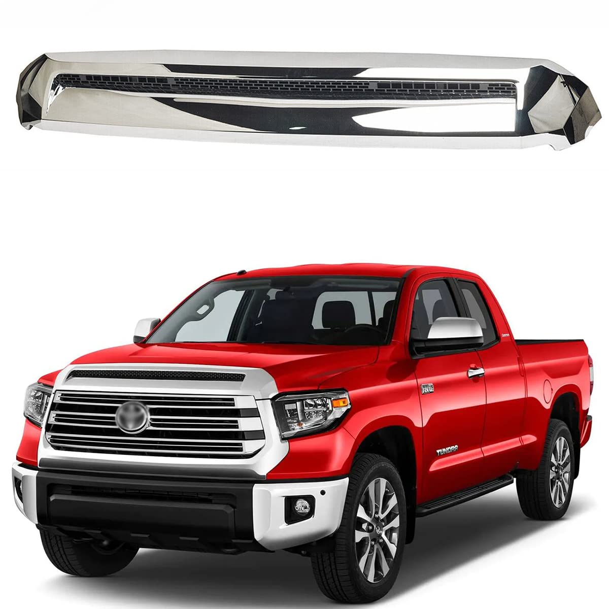 Photo 1 of Chrome Front Upper Hood Bulge Molding Grille Trim Compatible with 2014-2021 Tundra Hood Bulge(Chrome)