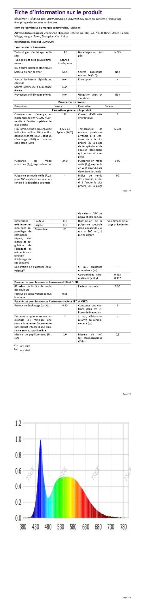 41CM Applique da Parete Interno LED 34W Lampada da Parete 6500K | 34W 3825LM Moderno Bianco Lampada a Muro in Alluminio per Camera da Letto Soggiorno Scale Corridoio, Bianco Freddo 6500K