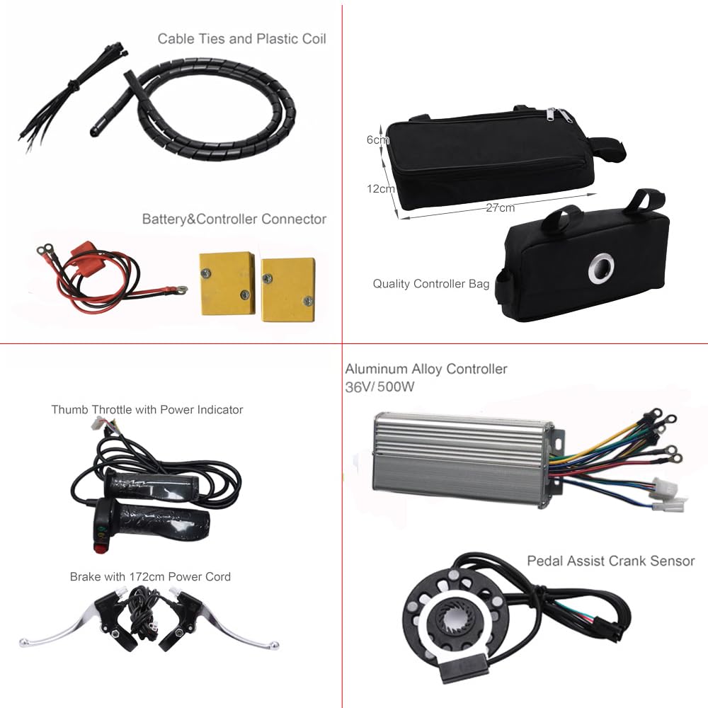 Zestaw do konwersji roweru elektrycznego 26", 36 V, 800 W, silnik rowerowy na tylne koło, zintegrowany kontroler, wyświetlacz LCD, czujnik PAS