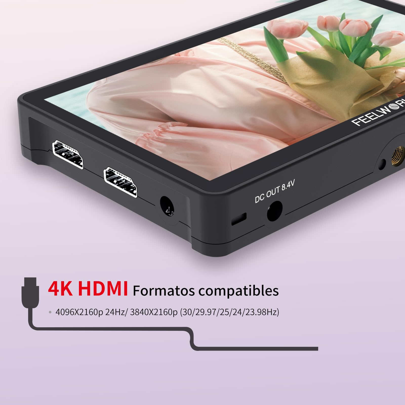 Feelworld F5 Pro V2 6 Pulgadas Monitor de Campo de cámara DSLR 3D LUT con Kit Externo Instale el Equipo IPS FHD1920x1080 4K HDMI / 5V Entrada Tipo c（Incluye batería F750）