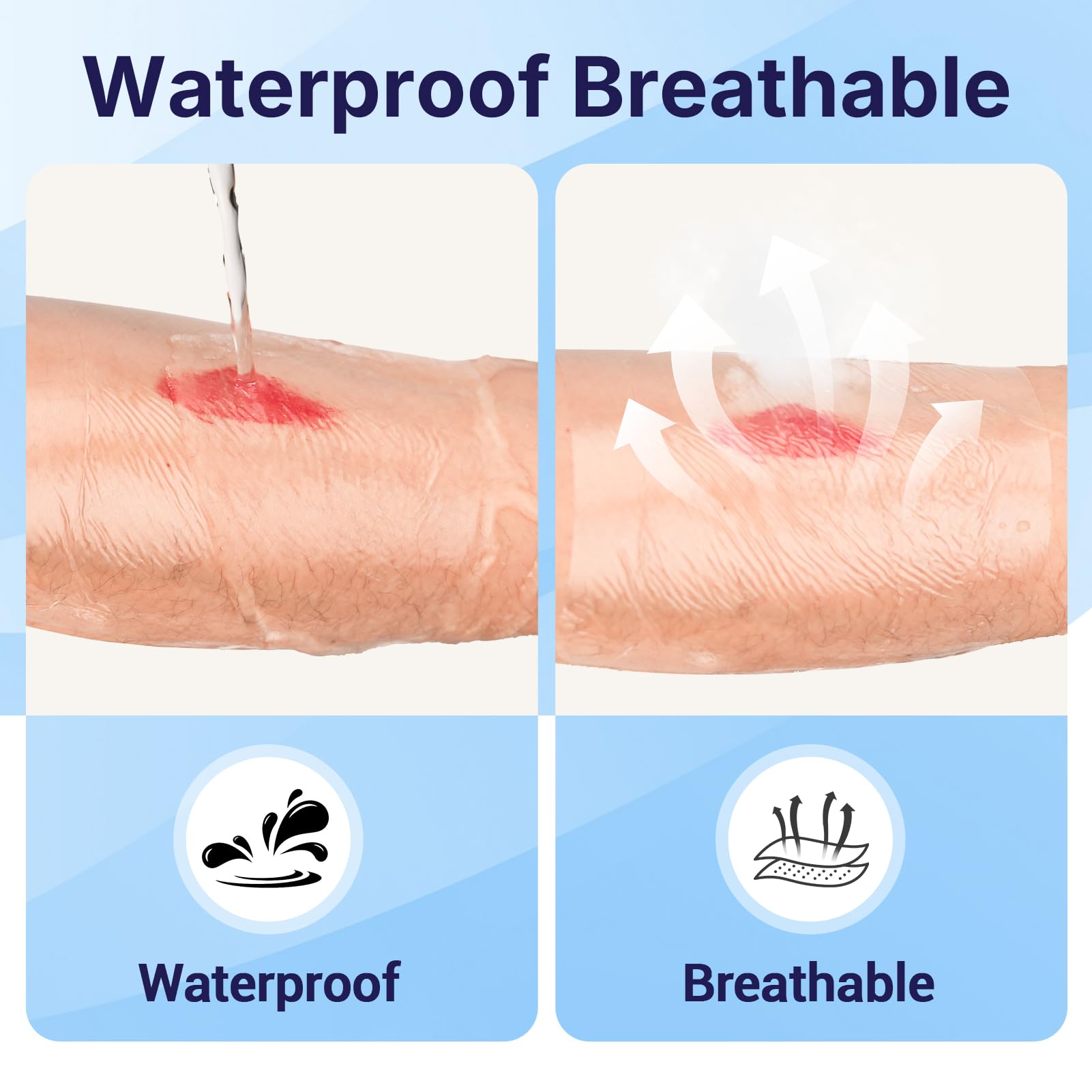ClearShield - Apósito de película transparente de 4 x 4.75 pulgadas, paquete de 50, vendajes impermeables, transpirables, hipoalergénicos, parche adhesivo para ducha posquirúrgica, escudo intravenoso