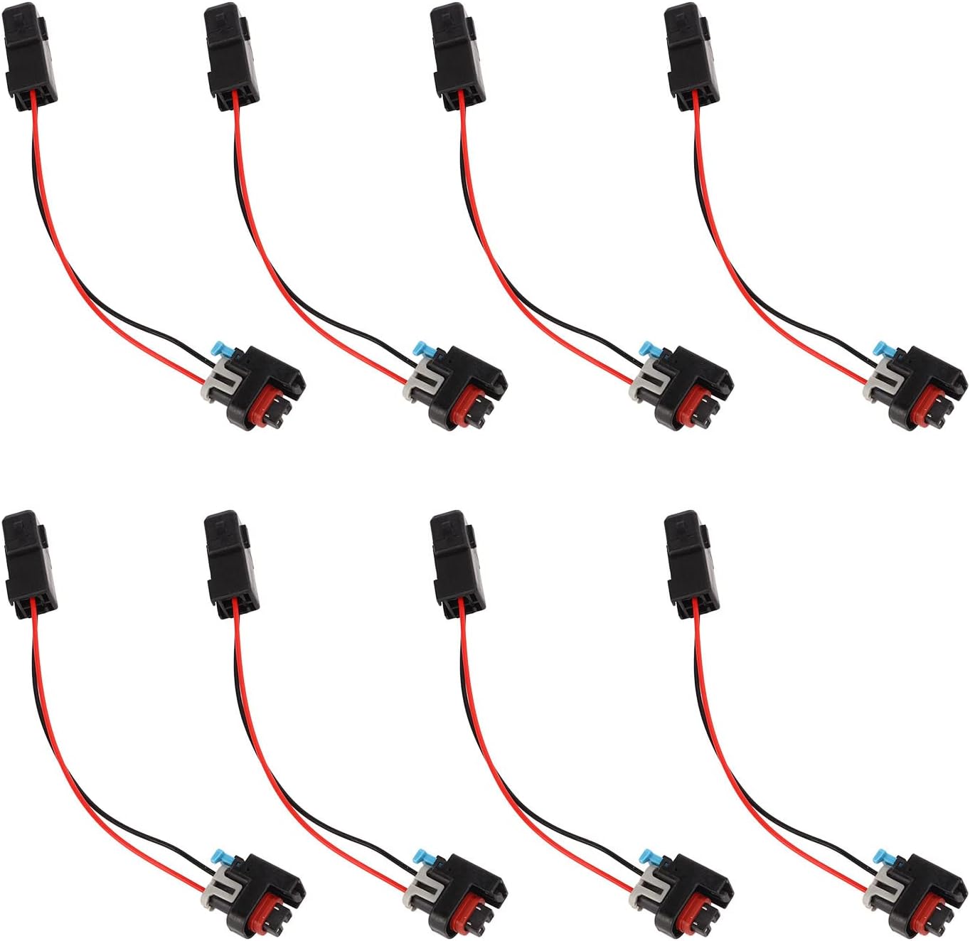 8Pcs Fuel Injector Connector Plug Wire Harness Adapter ABS Replacement