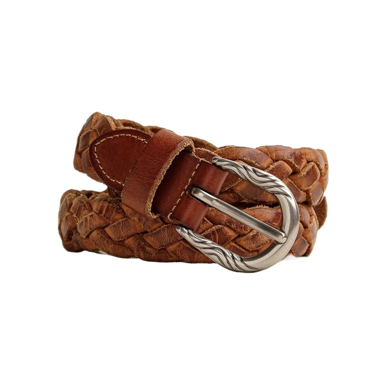 cinturón mujer cuero Cinturón trenzado de cuero for mujer, accesorio sencillo, tejido artesanal 3 hebras