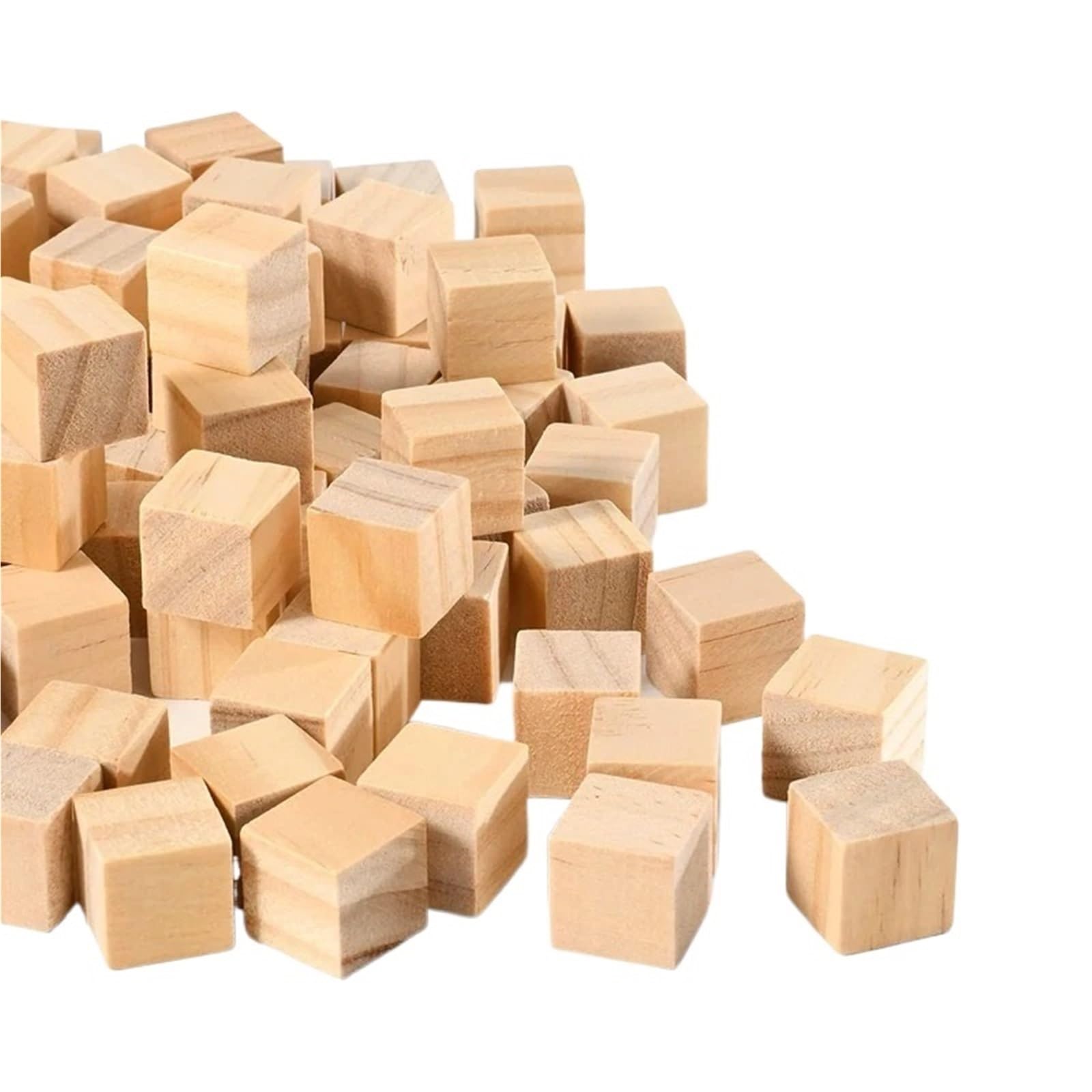 100 cubos de madera pino sin terminar 2,5 cm, bloques cuadrados natural en blanco for manualidades y proyectos bricolaje, fabricación rompecabezas
