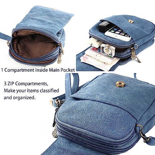 Image of Goodhan Embroidery Canvas Crossbody Bag Cell phone Pouch Coin Purse for Women
