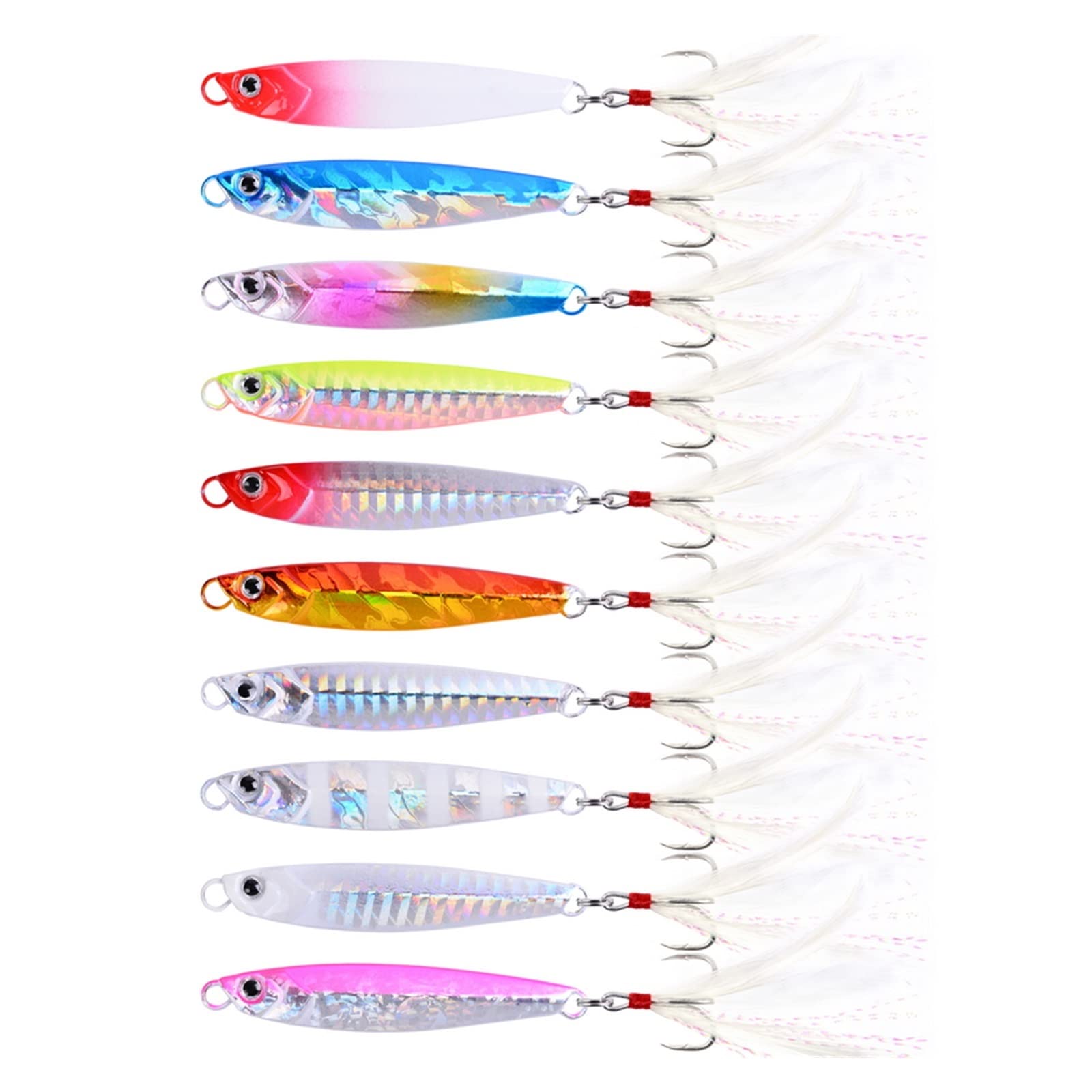 XILILHC 10 Stück Metall-Jigs, Angelköder, Gewichte 7–40 G, Trolling-Harter Köder, Bass-Angelgerät, Forelle, Jigging, Meeresköder, Jigs, Salzwasser-Köder