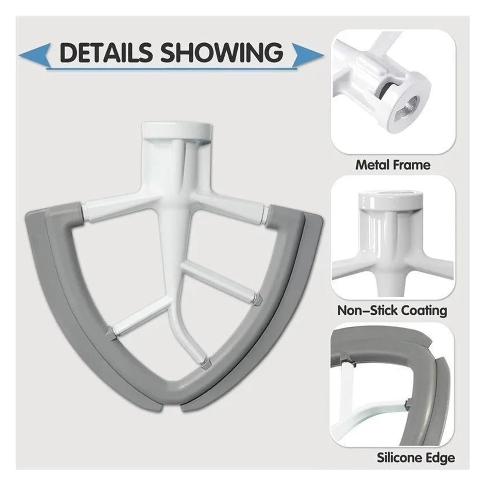 Sostituzione Del Set Di Fruste Con Bordo Flessibile E Protezione For Versare In Silicone, Compatible With KitchenAid, Miscelatori Da 4,5-5 Qt