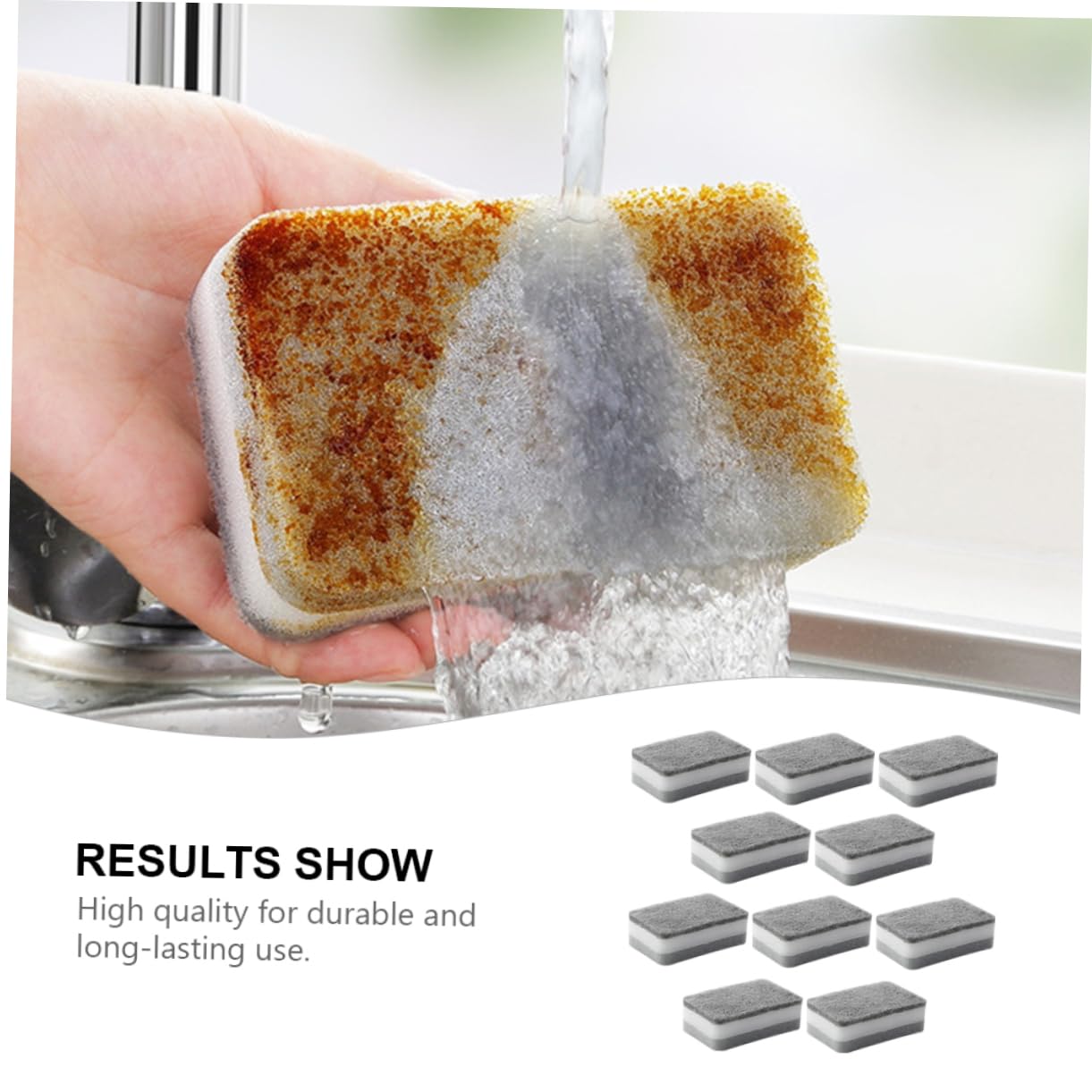 BESTYASH 3 Series Estropajo Esponjas De Cocina Depuración Absorbente Deber Fregadora De Platos Beto Doble Toallita De Limpieza De Esponja Almohadillas para Limpiar Ollas Gris 10 Piezas X 3