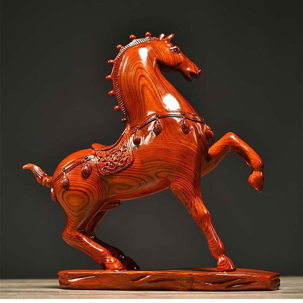 Décoration de bureau en bois massif en forme de cheval sculpté pour la maison, le bureau, les travaux manuels, les décorations de bureau (15 cm)