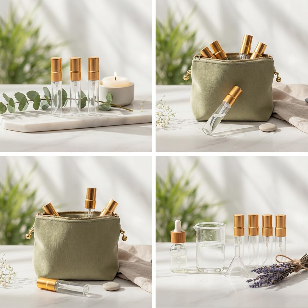 10 Pcs 5ml Clear Atomizer Glass Bottles Mini Spray Bottles Portable Perfume Travel Refillable Bottle Mist Travel Sprayer, For Perfume,Moisturizing Water