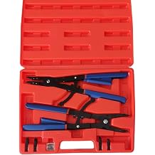 8MILELAKE 16 Inches Snap-Ring Pliers External and Internal Pliers Heavy Duty, Straight, 45, 90 Tips Red