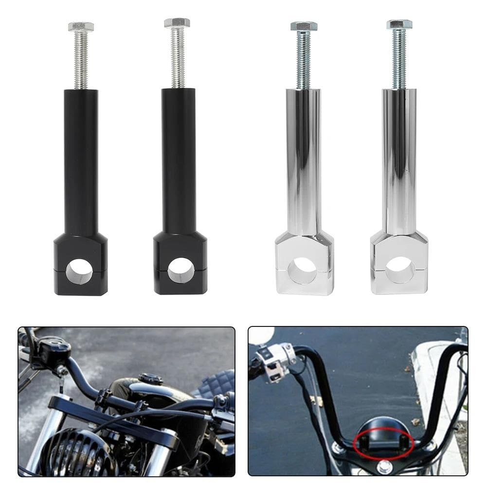Elevadora Manillar Adaptador Abrazadera para Manillar Motocicleta Universal 22/25 Mm Aluminio Cromado Negro Accesorios para Motocicleta(22MM Chrome)