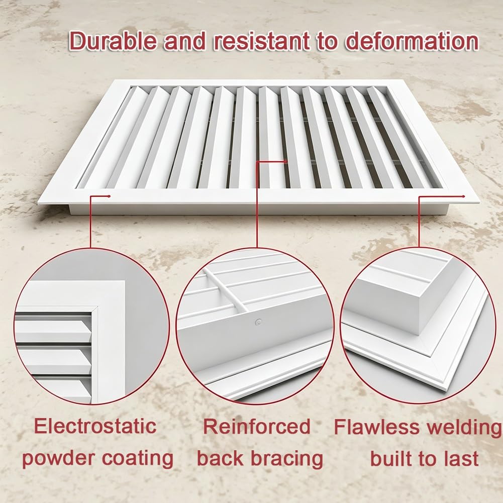 Cubierta de ventilación de aire – Apertura de conducto de rejilla de techo | Ventilación de suelo resistente y cubiertas de ventilación para el hogar y la oficina – Rejillas de pared y techo, color