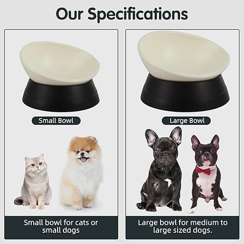 Miniatura 7 de Bulldog Bowl - Plato antideslizante de goma desmontable para perros y gatos, base inclinada estéril para mascotas (negro, 3.5 tazas (perro