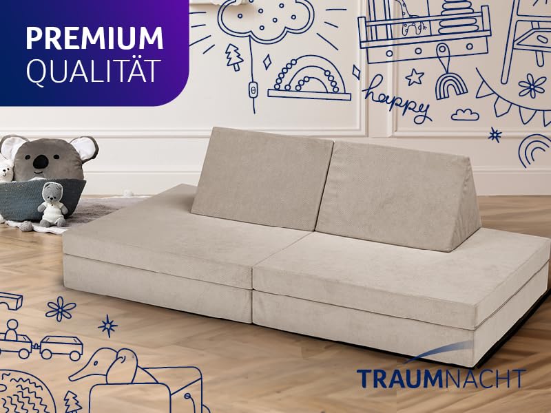 Traumnacht Abenteuer Sofa mit kuscheligem Bezug aus Pretty Gewebe, waschbar, 81,5 x 81,5 x 12 cm, beige, produziert nach deutschem Qualitätsstandard