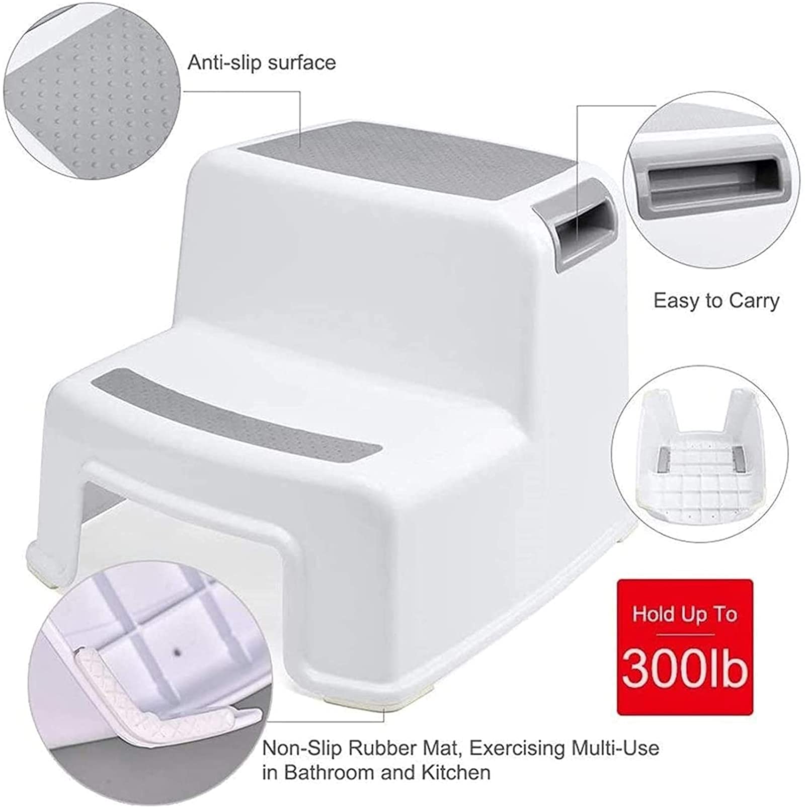 Taburete Escalonado portátil Taburete Escalonado de Doble Altura para niños | Taburete para niños pequeños para enseñar a IR al baño y Usarlo en el baño o la Cocina