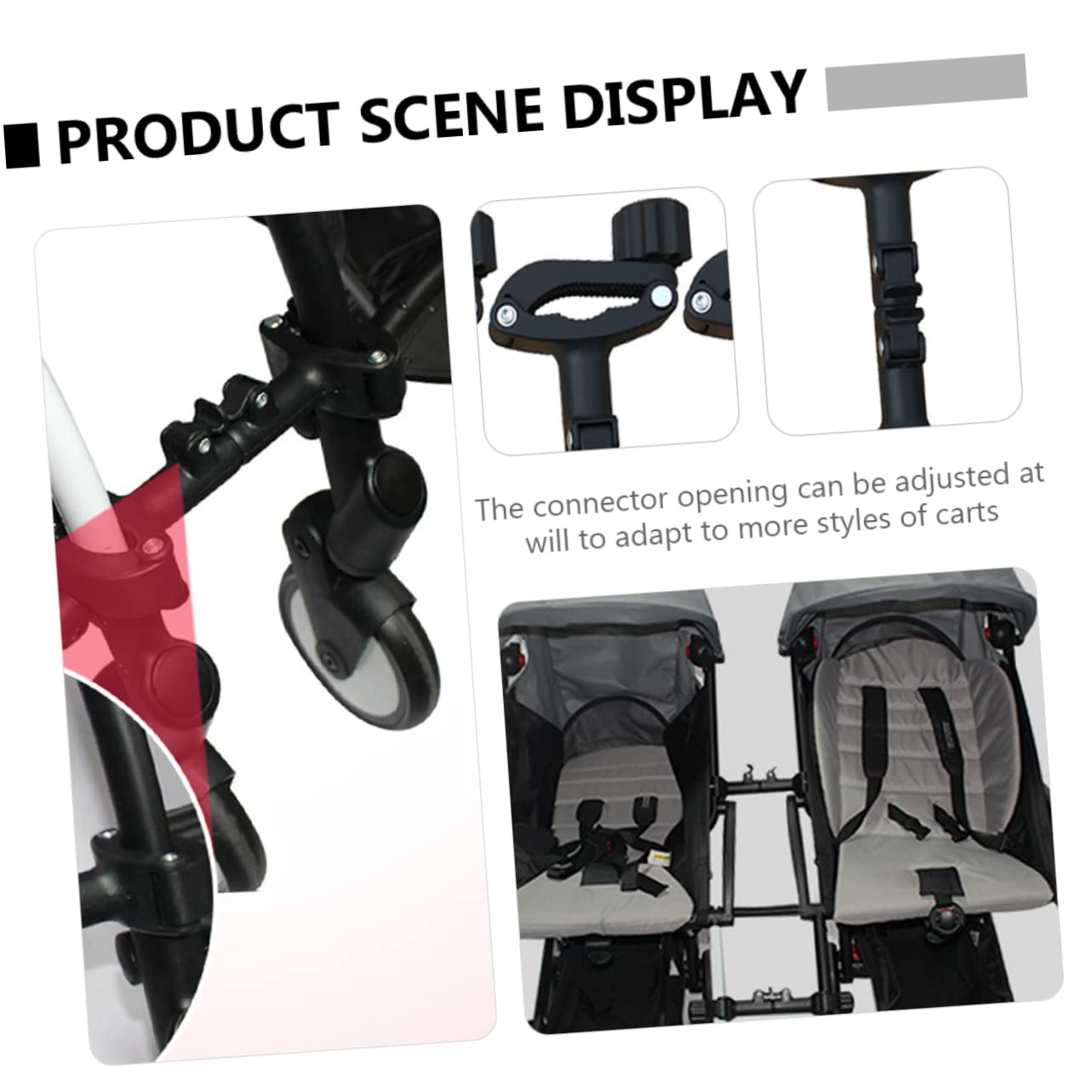 Abaodam Twin Stroller Connector Kit for Umbrella Strollers – Adjustable Lightweight Easy to Disassemble – for Outdoor Walking Twins