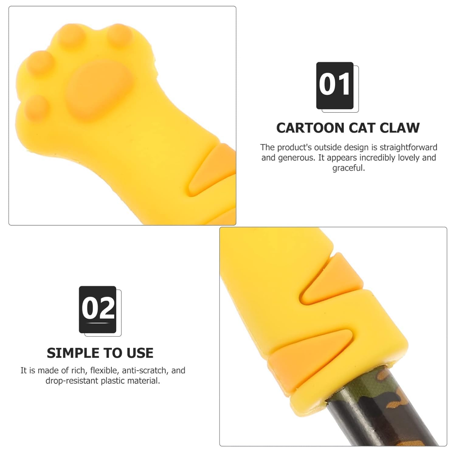 Cat Paw Pencil Caps, Pack of 10, Tip Protector Cover Shield, Stationery Holder (10 pcs cat paw Pencil Cap) 2