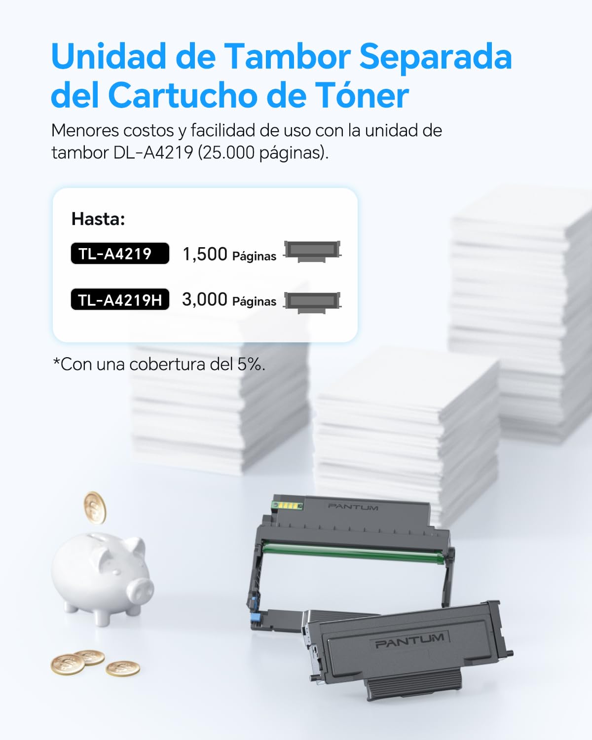PANTUM TL-A4219H Cartucho de Tóner Original 3000 Páginas Negro | Compatible con Serie Efficient Pro BP4209DW, BM4209DW, BM4249ADW, BM4309ADW