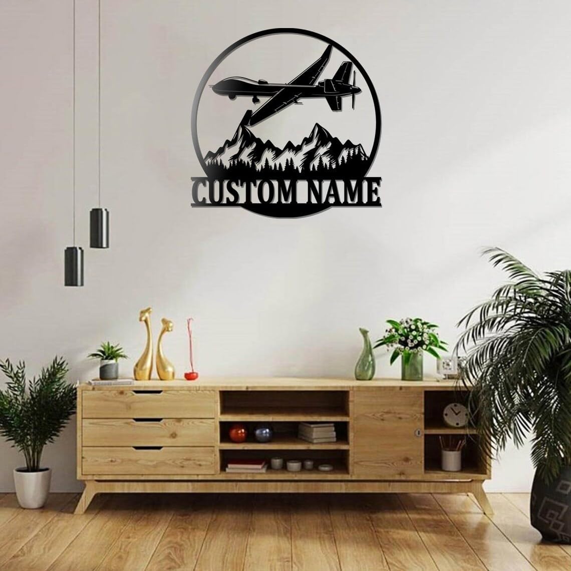 Custom Air Force UAV MQ-9 Metal Wall Art With Led Lights, Personalized Pilot Name Sign Home Decor, Aircraft Hangar Decoration Airforce