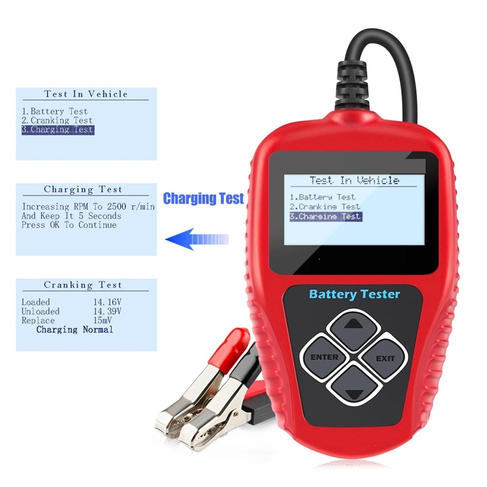 Monitor De BateríA Probador De Batería Coche 12 V, Medidor Digital Alternador Automotriz, Herramienta Diagnóstico, Capacidad Carga 100-2000 CCA Diversas Aplicaciones