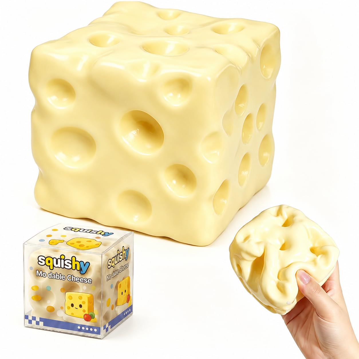 Hi-Y2Kgirls Cheese Squishy, Stress Relief Fidget Toy, Slow Rebound Block Simulation Food Squeeze Toy for Adults Gift Novelty Anxiety Calming Desk Party Favors