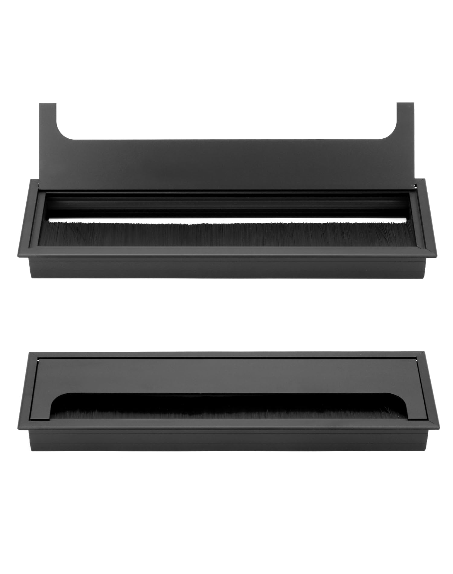 Passacavo quadrato in alluminio per scrivania 80x80mm - Argento Wave