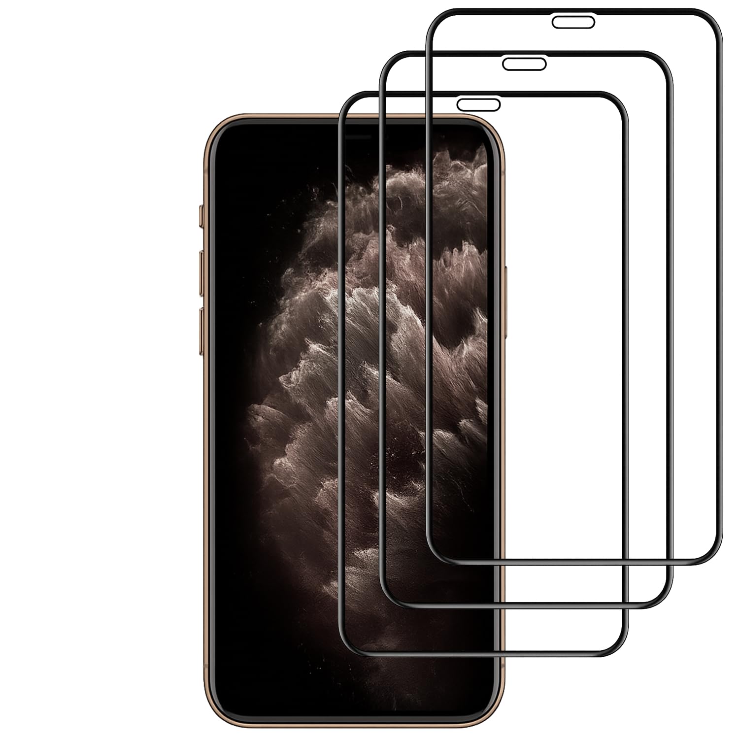 3 Piezas Protector Pantalla para iPhone 11 Pro Max, iPhone XS Max, Cristal Vidrio Templado HD Clara Antiarañazos Antihuellas Sin Burbujas Dureza 9H 6,5 Pulgadas Transparente Resistente Borde Negro
