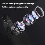 Godefa Kit d'objectif de la caméra téléphonique, 14 en 1 Verres avec la lumière de Selfie pour iPhone 14 13 12 11 Xs X Pro Samsung et autres Smartphone Andriod, Clip universel sur grand angle + Macro+ objectifs de caméra Fisheye