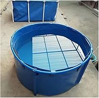 Vista 1 de Piscina sobre el suelo redonda para niños de lona para estanque de peces con soporte de metal, tanque de peces plegable grande para cría de koi