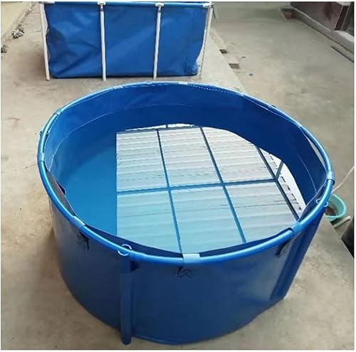 Piscina sobre el suelo redonda para niños de lona para estanque de peces con soporte de metal, tanque de peces plegable grande para cría de koi
