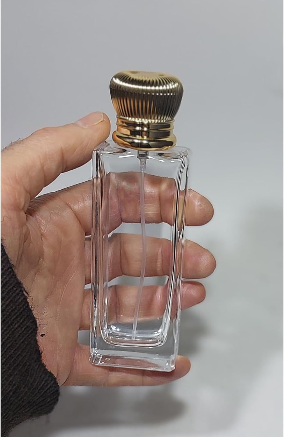 Cam Yeniden Dolabilir Sprey Kolonya Parfüm Şişesi 50 Ml Gold Elmas Kapaklı Boş Şişe 50 Adet, PRFM-001085