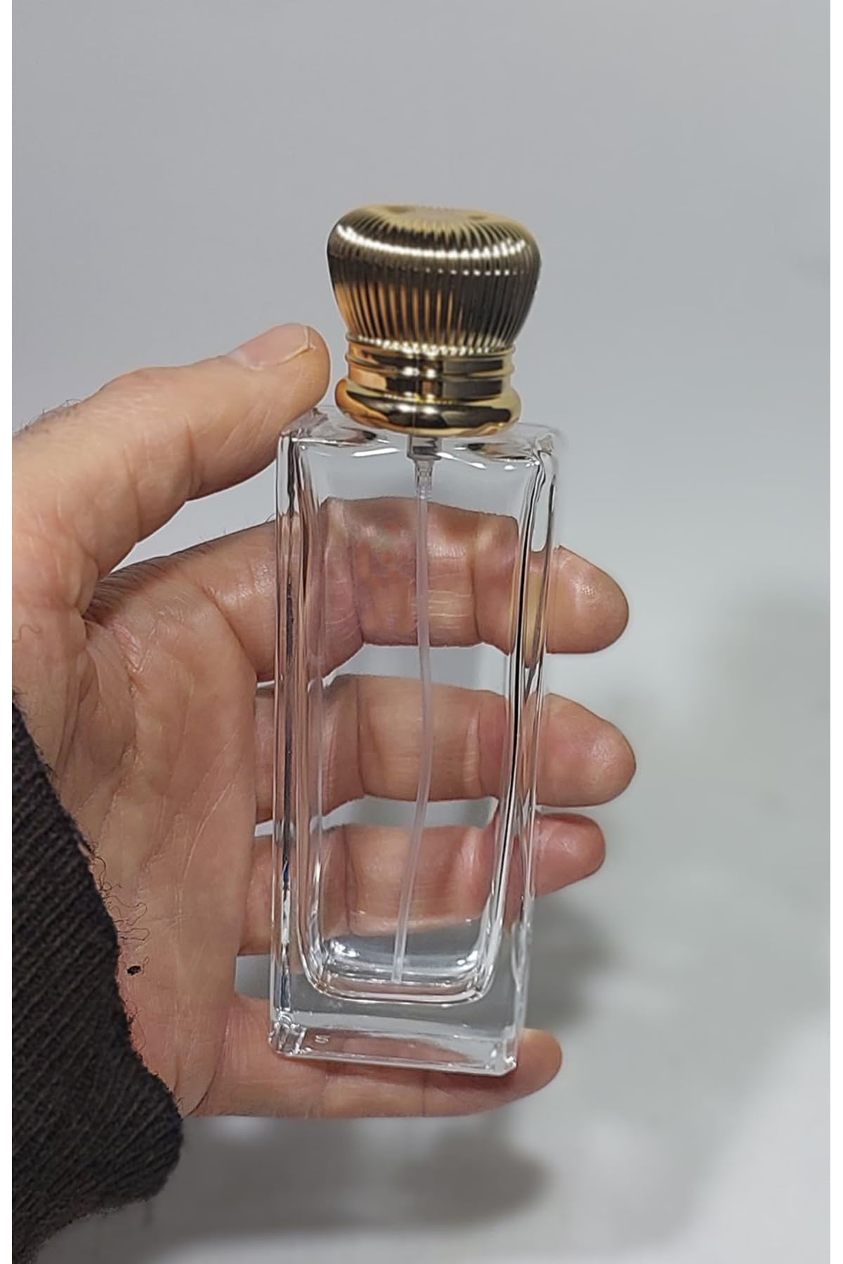 wellLine Cam Yeniden Dolabilir Sprey Kolonya Parfüm Şişesi 50 Ml Gold Elmas Kapaklı Boş Şişe 50 Adet, PRFM-001085