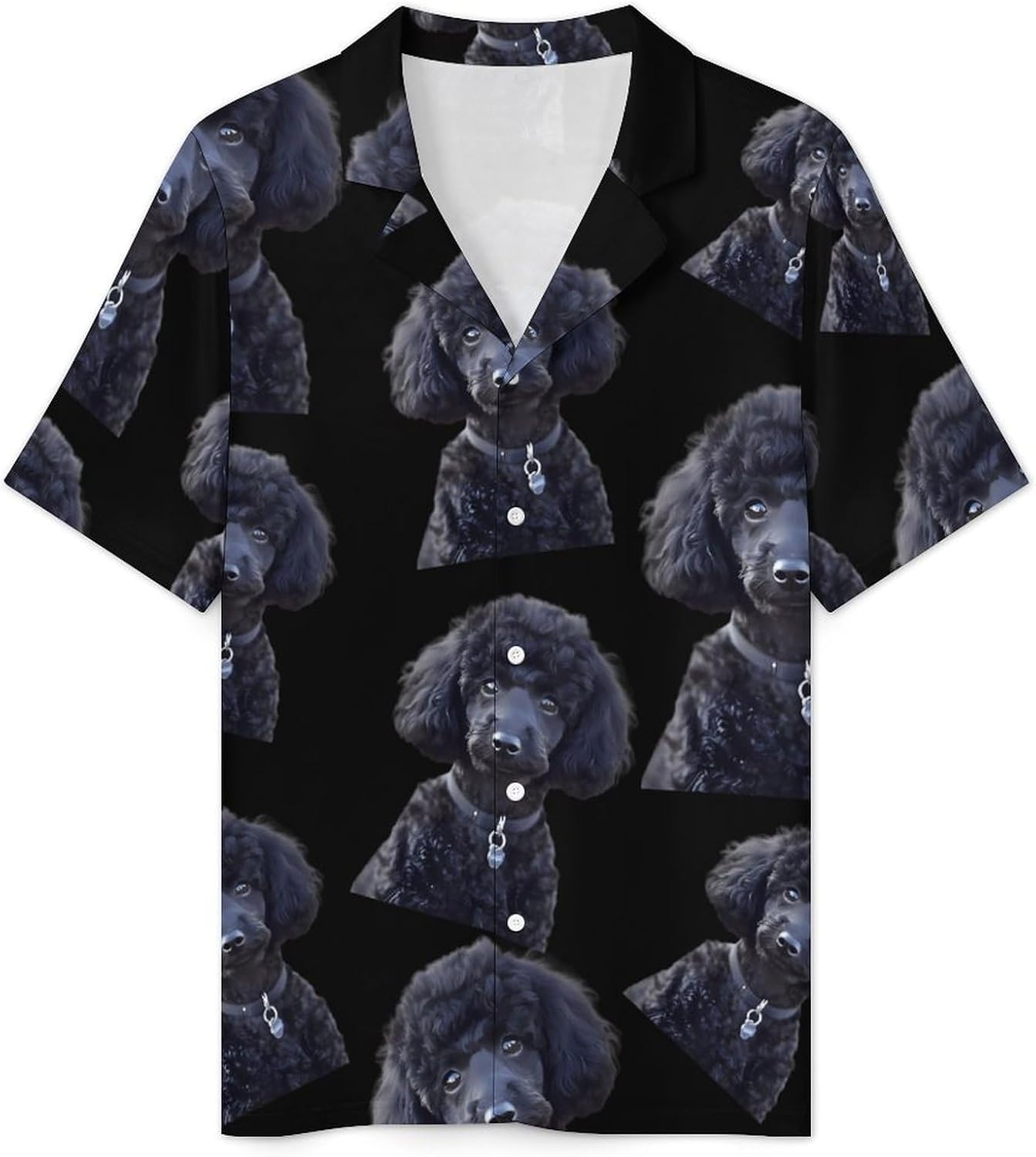 Black Poodle Pet Dog Men's Short Sleeve Pajama Set Satin Silk Like Lounge Sleepwear