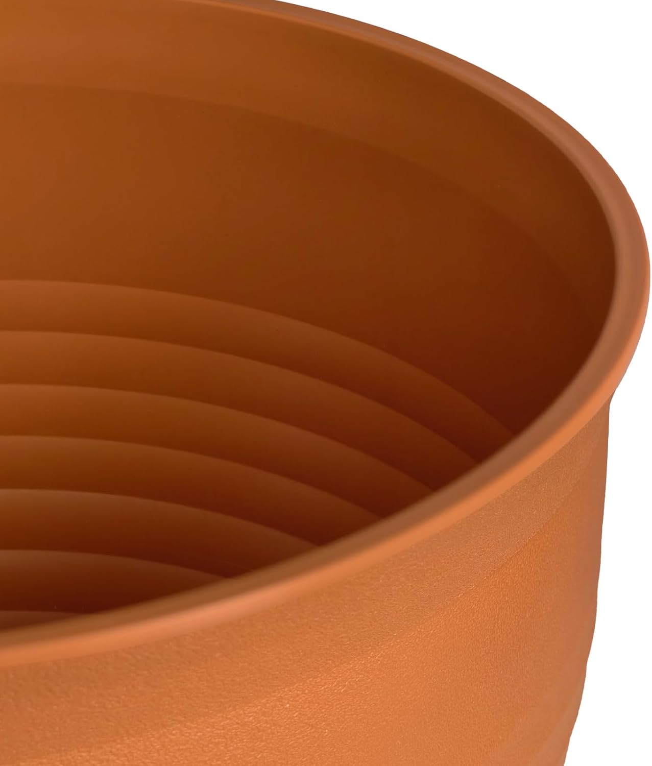 13.8 Inch Round Plastic Planters Urns with Drainage and Saucers, Set of 2, Large Flower Pots for Indoor Outdoor Plants, Available in Terracotta & White (Terracotta)