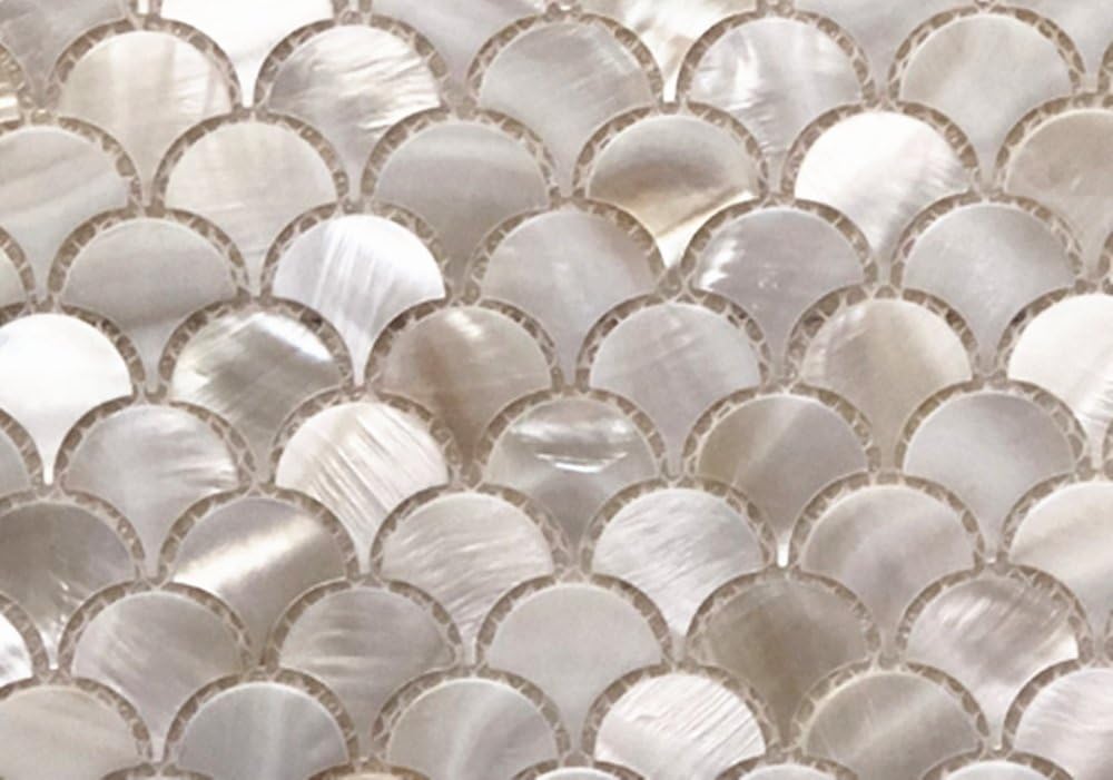 Genuine White Fish Scale Mother of Pearl Mosaic Tile Sample Swatch for Bathroom/Kitchen/Spa Backsplash (One 4"X6" Sample)
