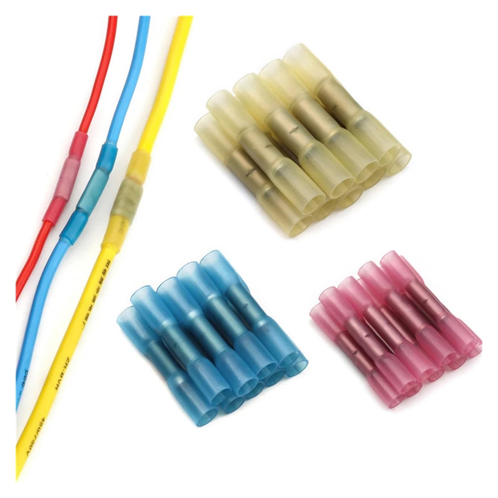 AARTERZZA 50pcs Waterproof Heat Shrink Wire Connectors Kit, Automotive Electrical Connector Terminals Kit Butt Splices Connector 22-10AWG(50pcs Blue)
