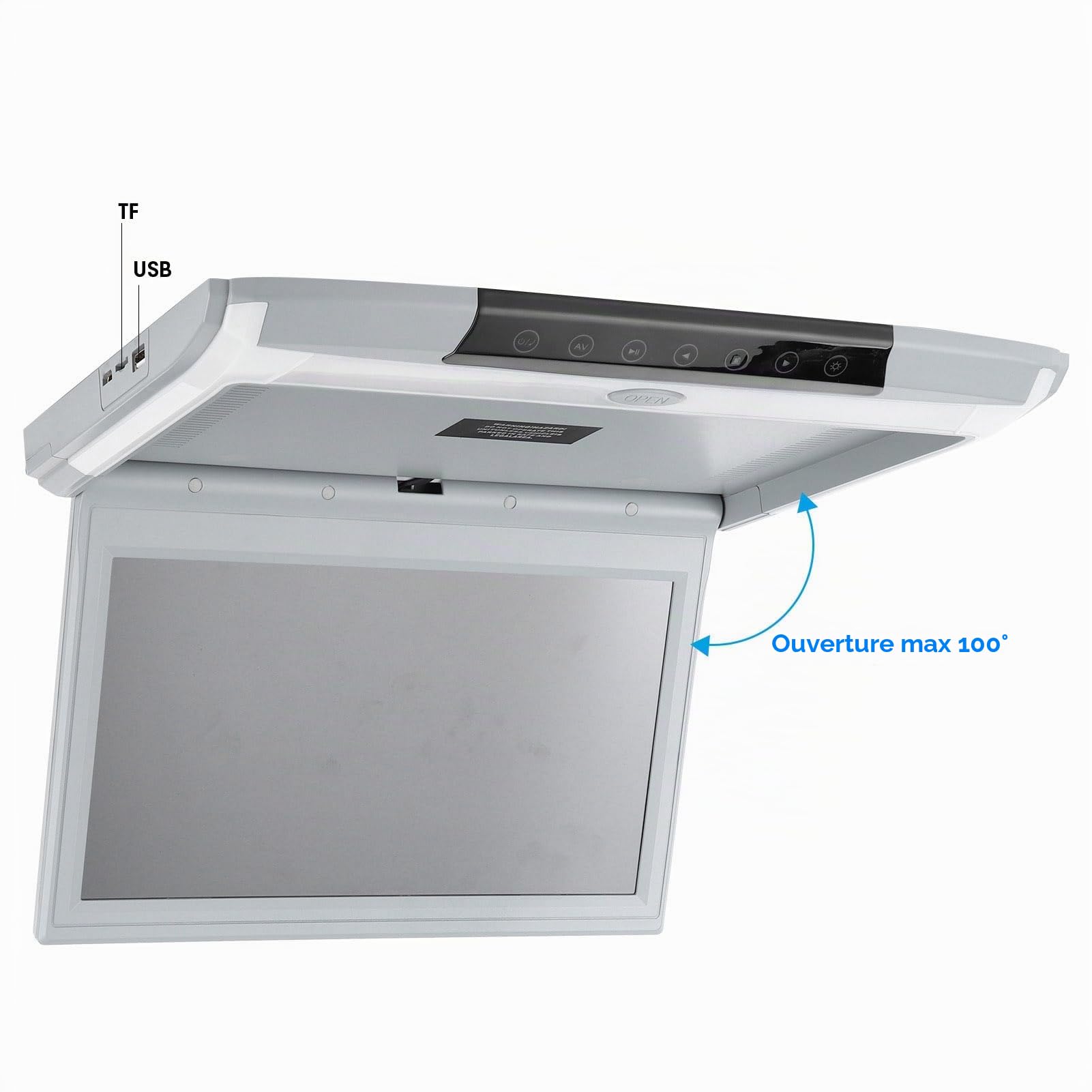 Moniteur de Plafond de Voiture HD 1080p TV MP5 écran D'affichage USB TF FM Télécommande éclairage LED Angle de Vision 16:9