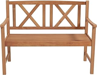 Giantex Patio Garden Bench Loveseat - 2-Person Acacia Wood Bench with Ar...