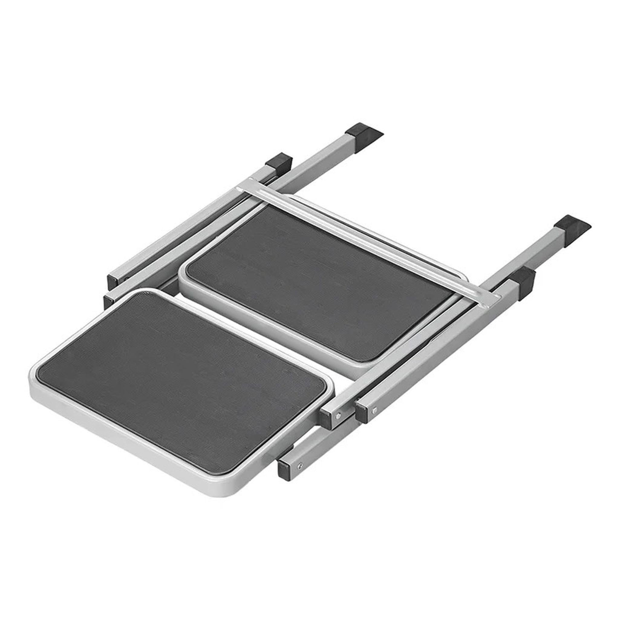 Doble peldaño plegable 59,5 x 49 x 39 cm con 2 peldaños antideslizantes 37,8 x 25,5 cm escalón plegable para autocaravana, camping, máx. 150 kg EN14183