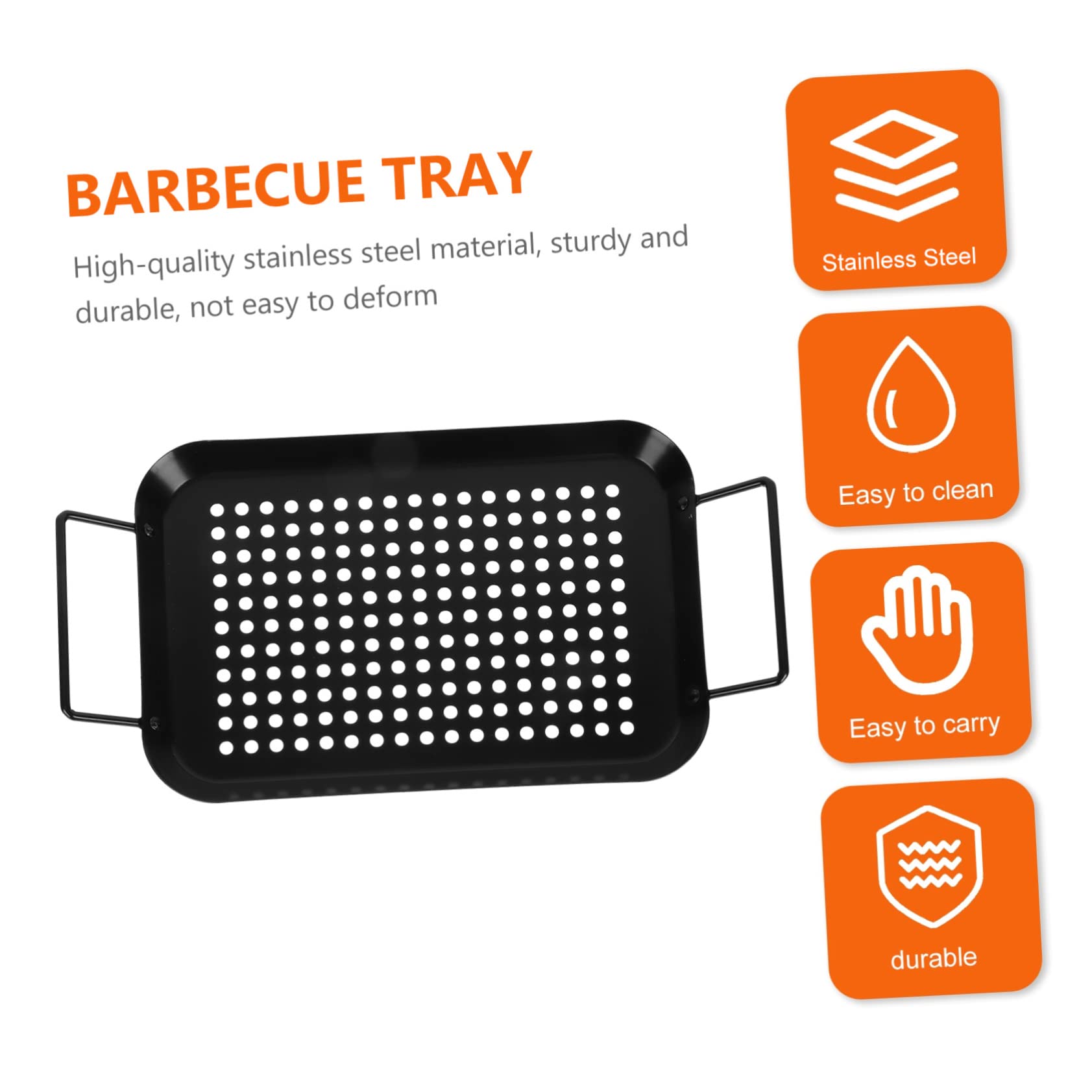 Generic 1Pc Non-Stick Grill Mats Barbecue Tray BBQ Grill Plate Handles and Drain Holes for Easy Cleaning