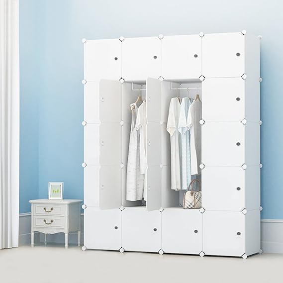 Amazon Miruida17 衣類収納洋服 ワードローブ ラック整理棚収納ボックス扉付き 収納棚 組立式 クローゼット 収納ボックス ホワイト ワードローブ オンライン通販