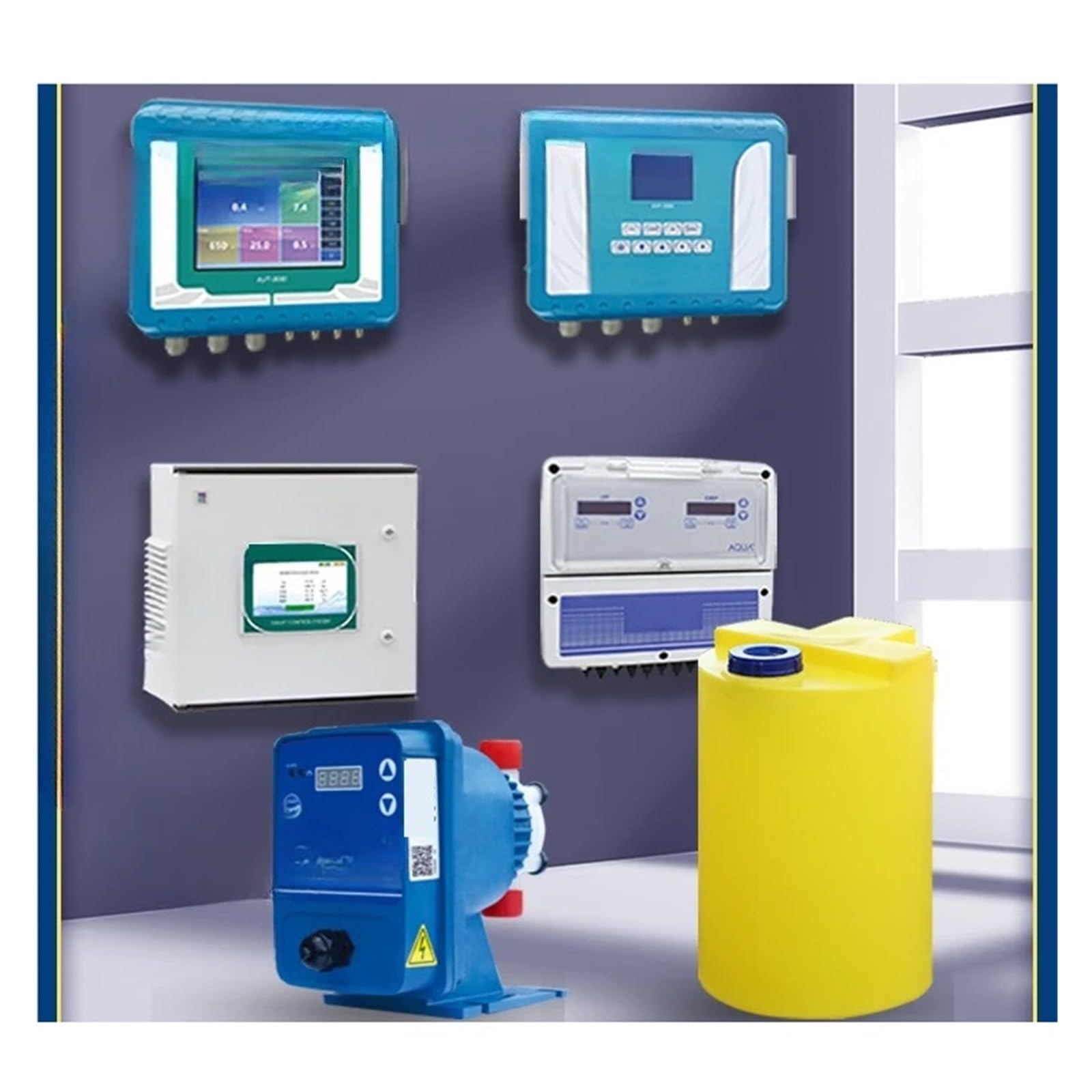 Chlore Résiduel De Piscine Surveillance du PH ORP Équipement Dosage Automatique Pompe Doseuse Seau Mélangeur Traitement à Haute Efficacité(AC-20 Dosing Pump)