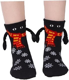マグネティックハンドハンドソックス 磁気手繋ぎ靴下 かわいい 楽しい クリスマス磁気人形靴下 中性 カップル 友達手繋ぎスタイルくつした (レッド)