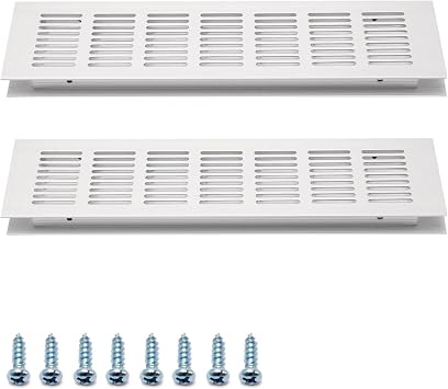2PCS Aluminum Alloy Air Vent 300mm Length Rectangle Ventilation Grille Louvered Grill Cover 11.81 x 3.15 LxW for Wardrobe Shoes Cabinet Sink Kitchen Wall Ceiling and Floor Exhaust Vent