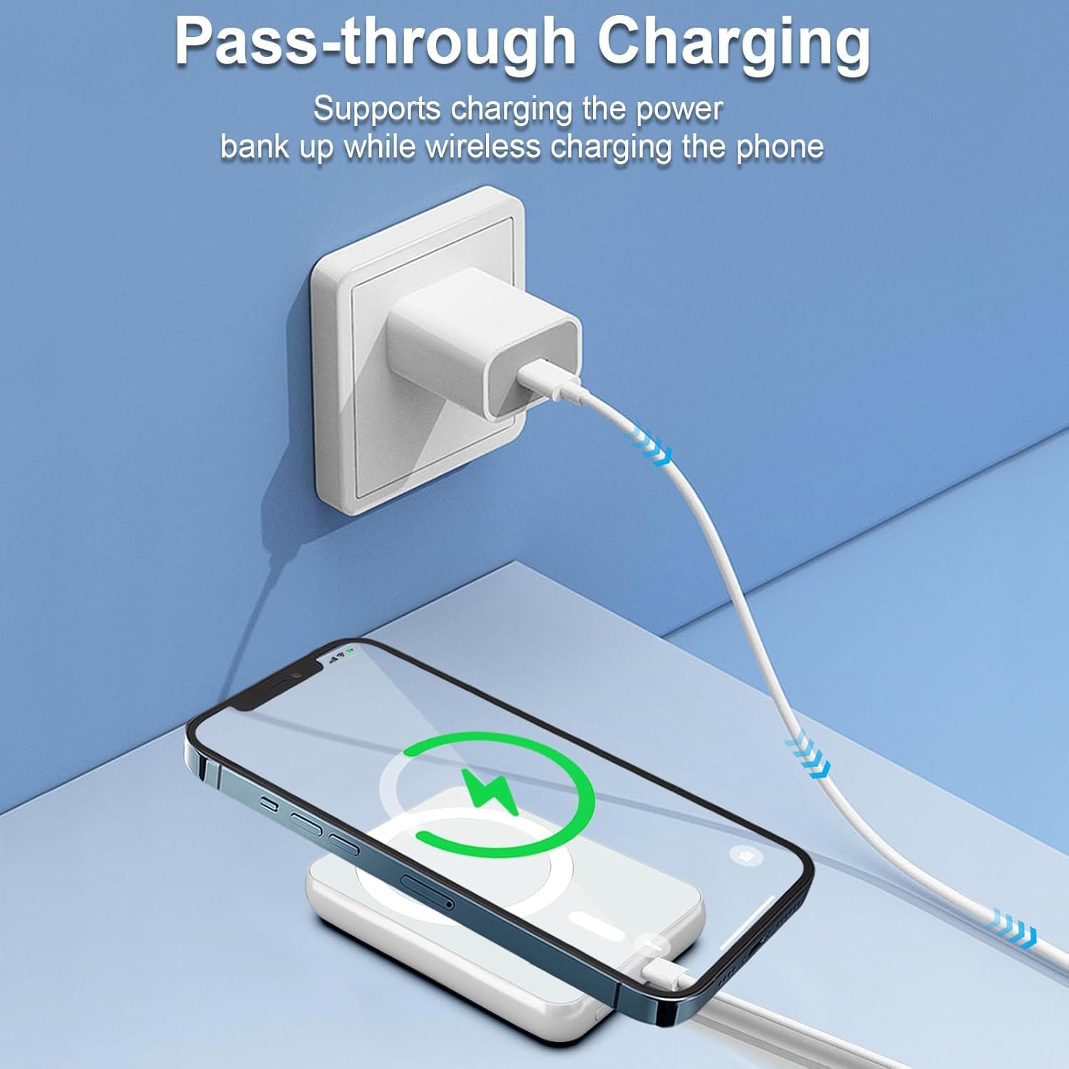 Batterie Externe 10000mAh, Magnétique sans Fil Power Bank, 20W Charge Rapide USB C Input & Output Powerbank, Portable Chargeur Induction Compatible avec iPhone 17/16/15/14/13/12 séries Galaxy iPad