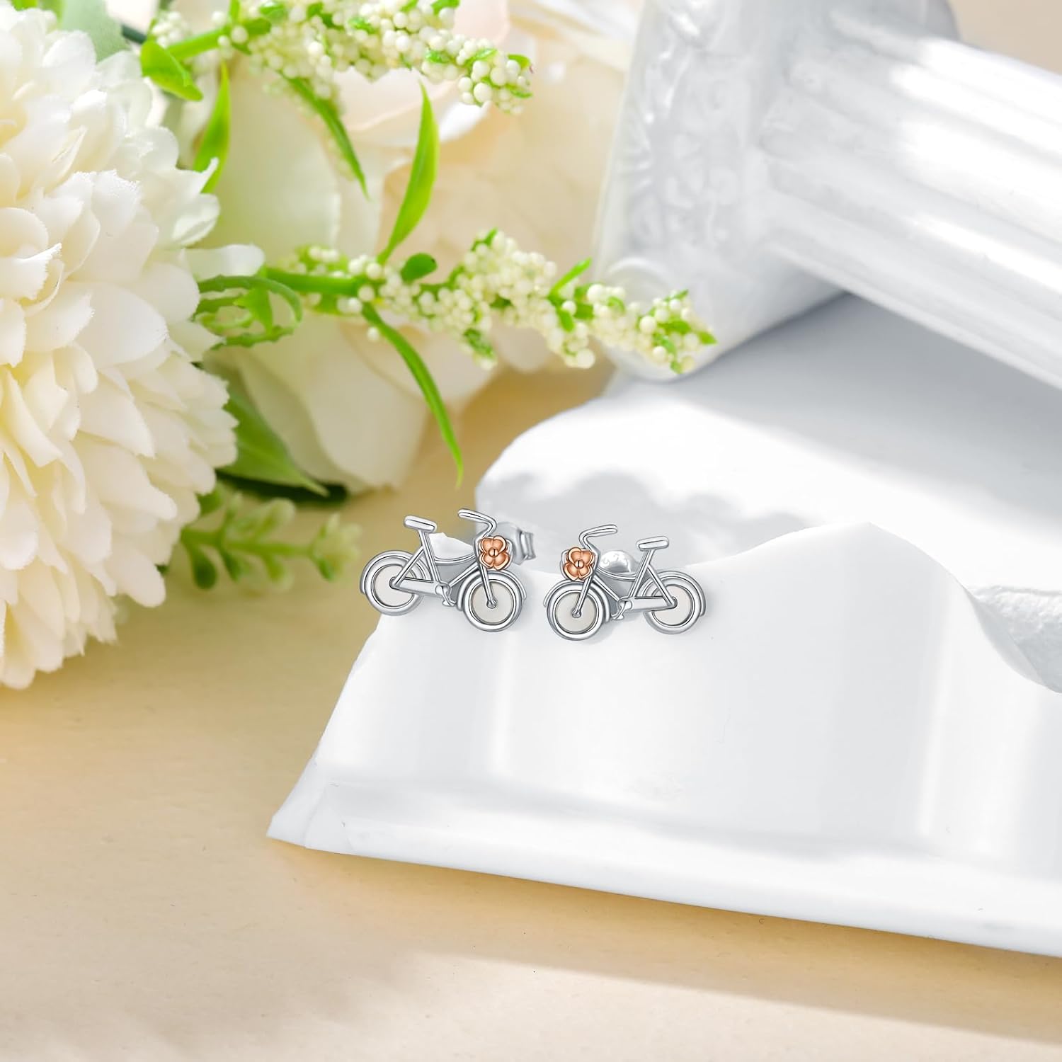 Sports Stud Earrings Sterling Silver Bicycle/Tennis/Volleyball Earrings Jewelry Gifts for Women